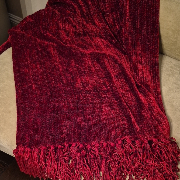 Neiman Marcus Garnet Red Throw Blanket